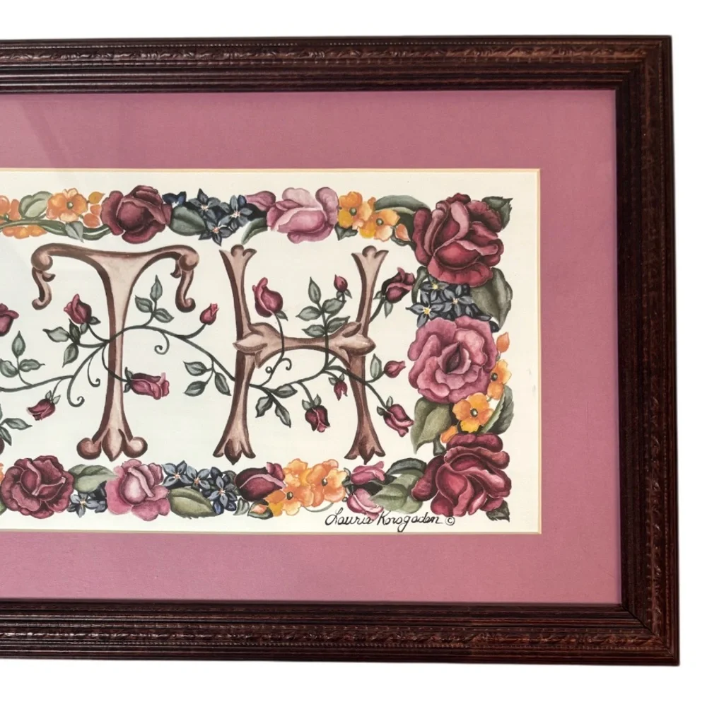 Vintage Picture Frame Bath Hand Painted Signed Art Wood Luxury Bathroom Wall Art